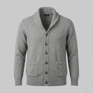 Matchstick Mens 3XL Gray Cardigan Sweater Shawl Neck Button Front 100% Cotton